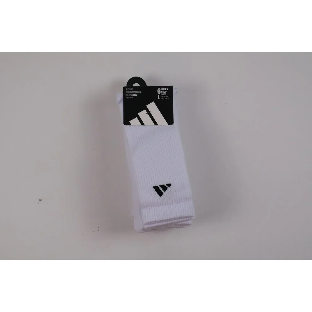 Adidas Socks 6 Pack Superlite Crew White Solid Large NWT